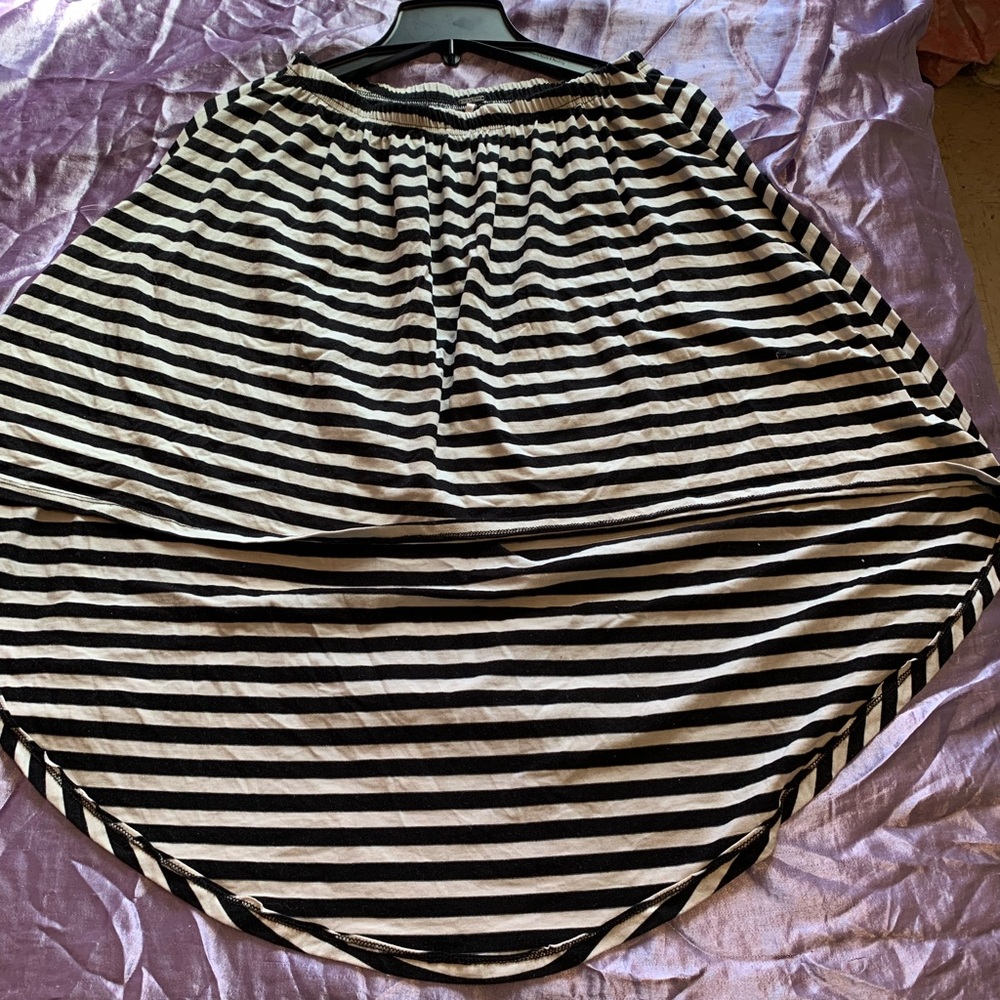 Black and White Strip High Low Skirt Medium